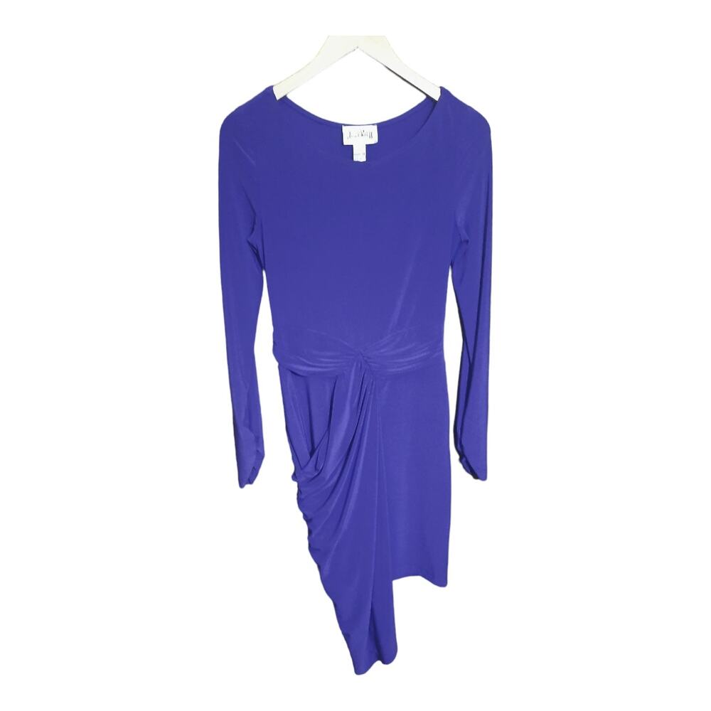 Joseph Ribkoff Womens Purple Long Sleeve Cascade Sheath Dress Size 8